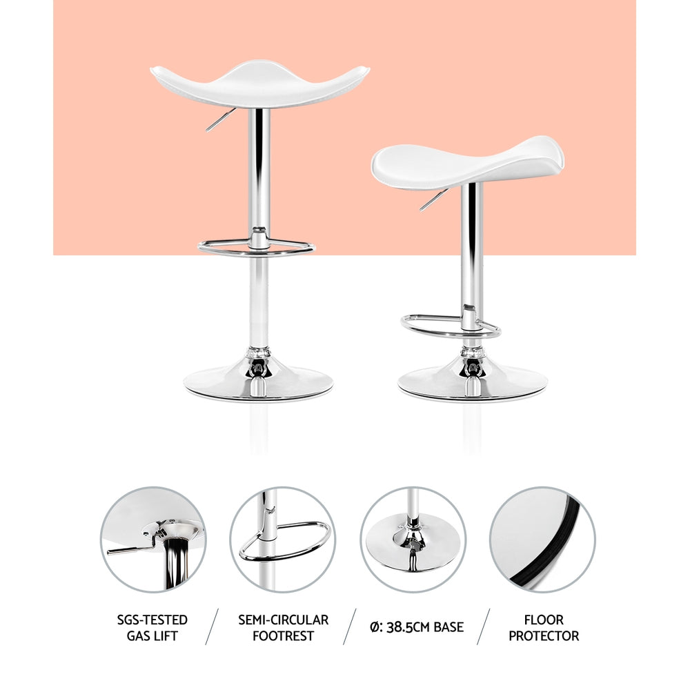 Mapel (Set of 2) PU Leather Bar Stools - White - Homecoze