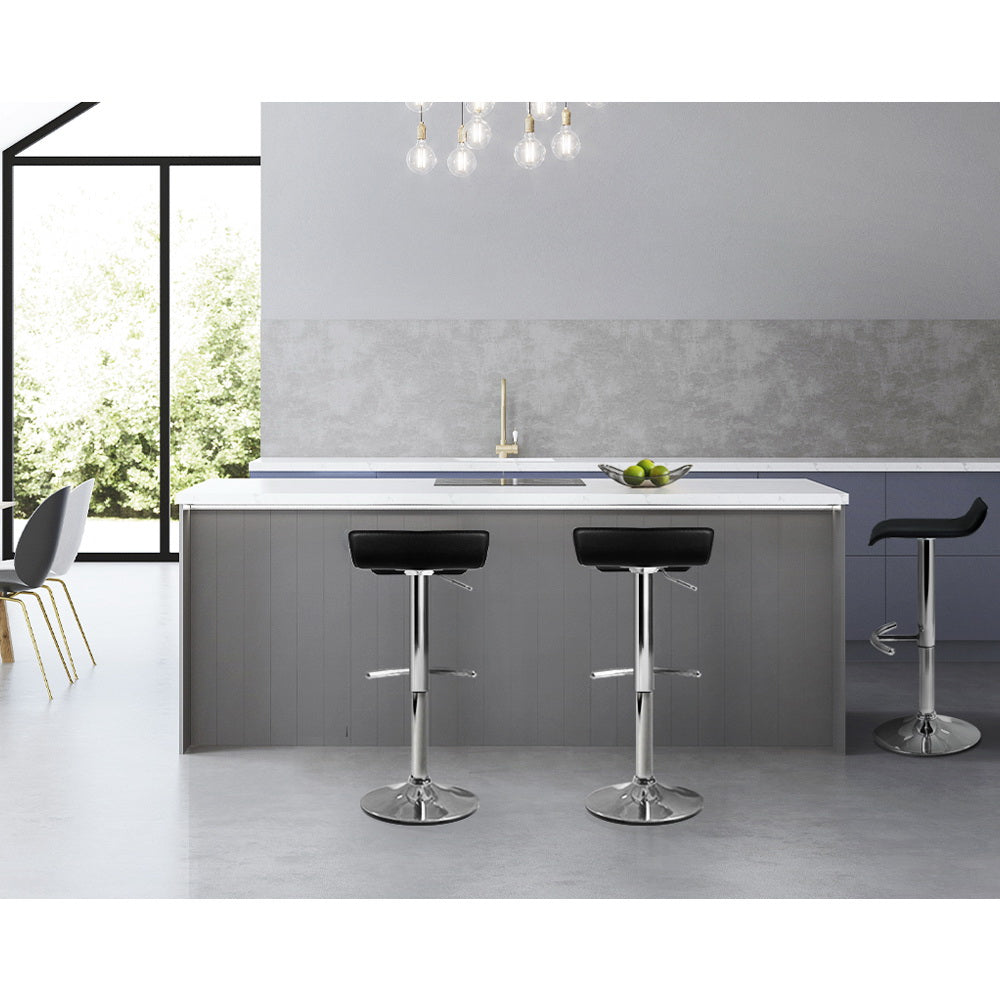 Lily (Set of 2) Wave Bar Stools - Black - Homecoze