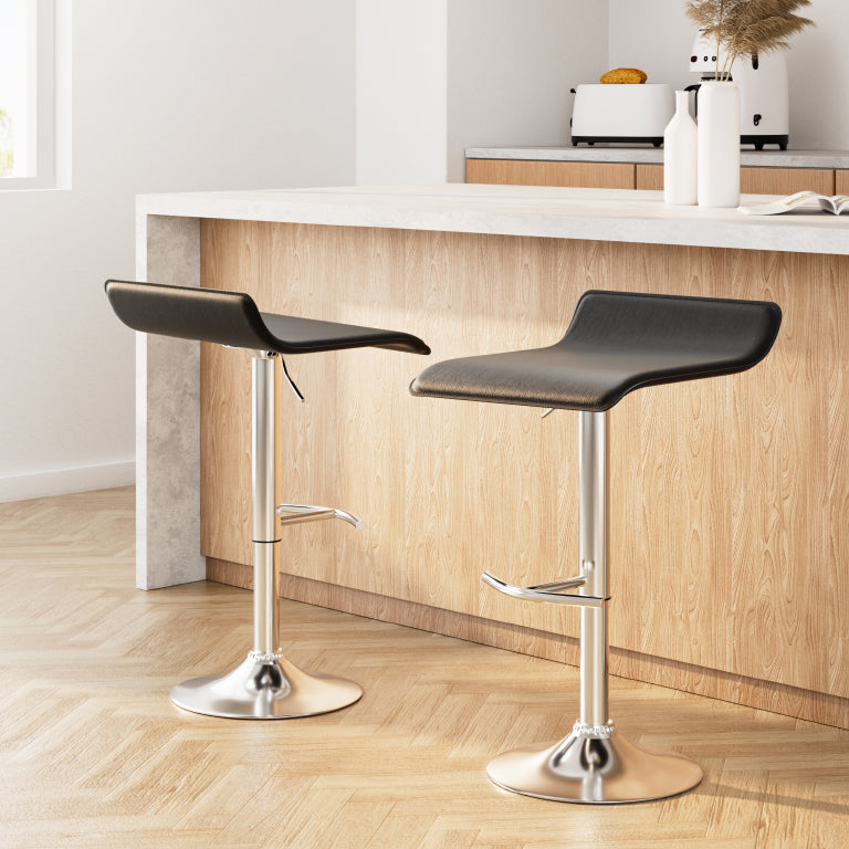 Lily (Set of 2) Wave Bar Stools - Black - Homecoze