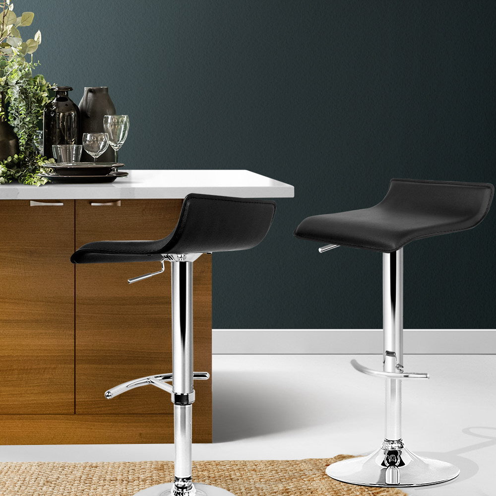 Lily (Set of 2) Wave Bar Stools - Black - Homecoze