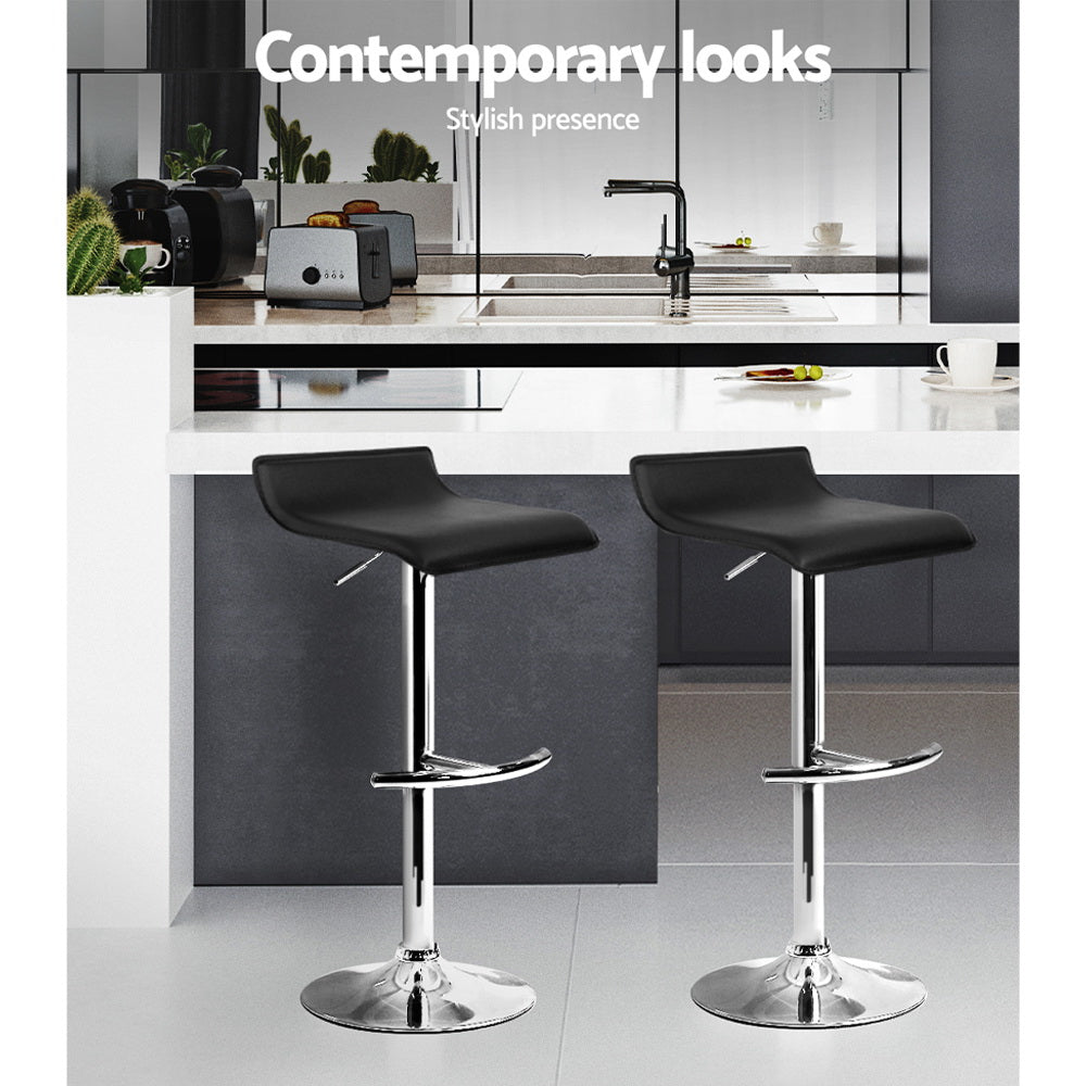 Lily (Set of 4) Wave Bar Stools - Black - Homecoze