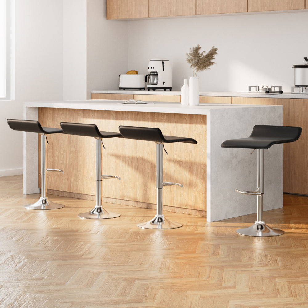 Lily (Set of 4) Wave Bar Stools - Black - Homecoze