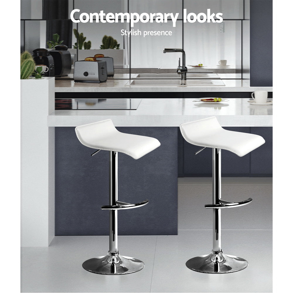 Lily (Set of 2) Wave Bar Stools - White - Homecoze