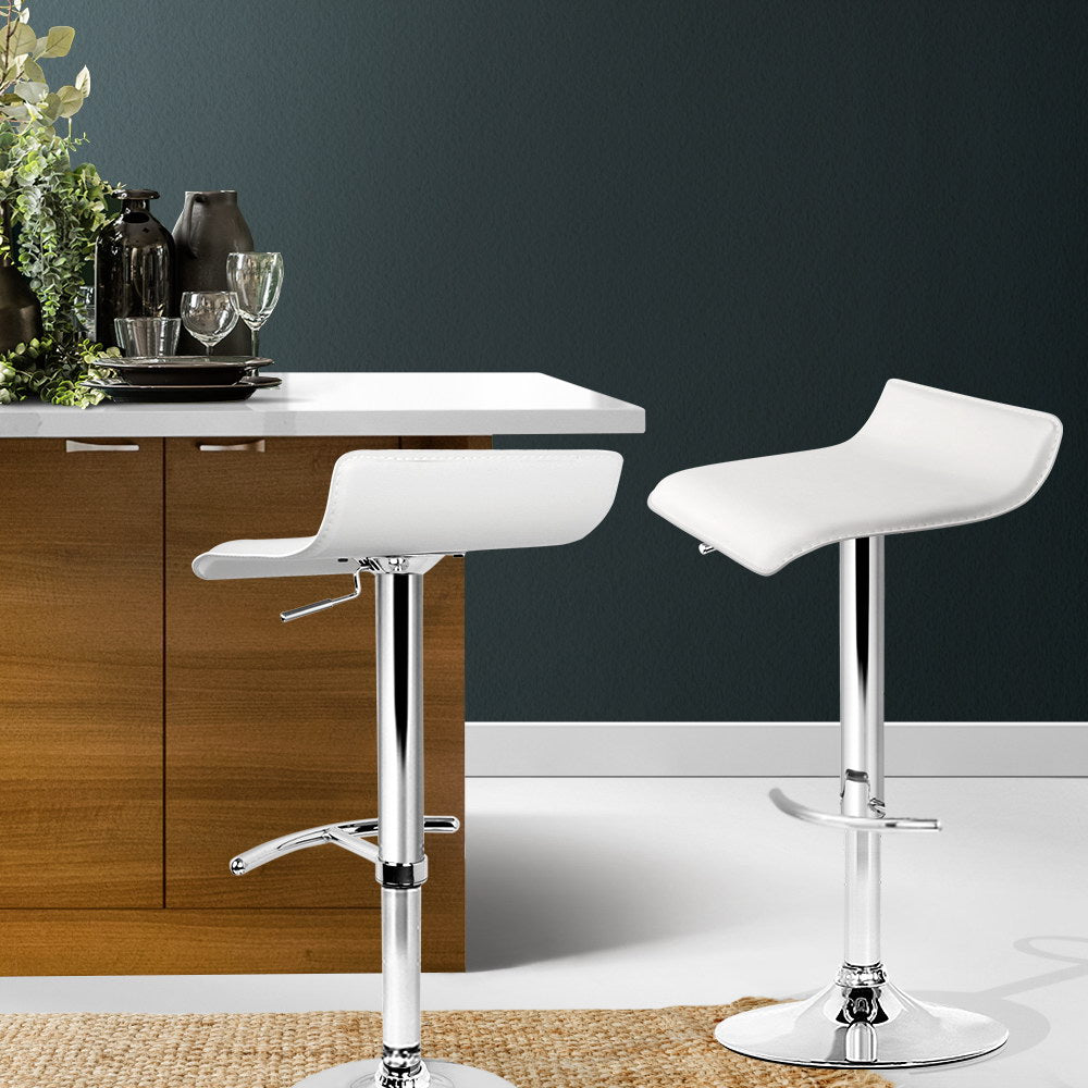 Lily (Set of 2) Wave Bar Stools - White - Homecoze