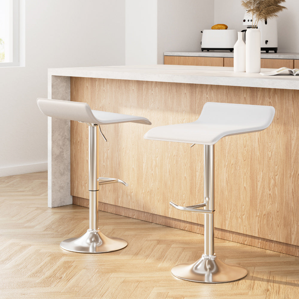 Lily (Set of 2) Wave Bar Stools - White - Homecoze