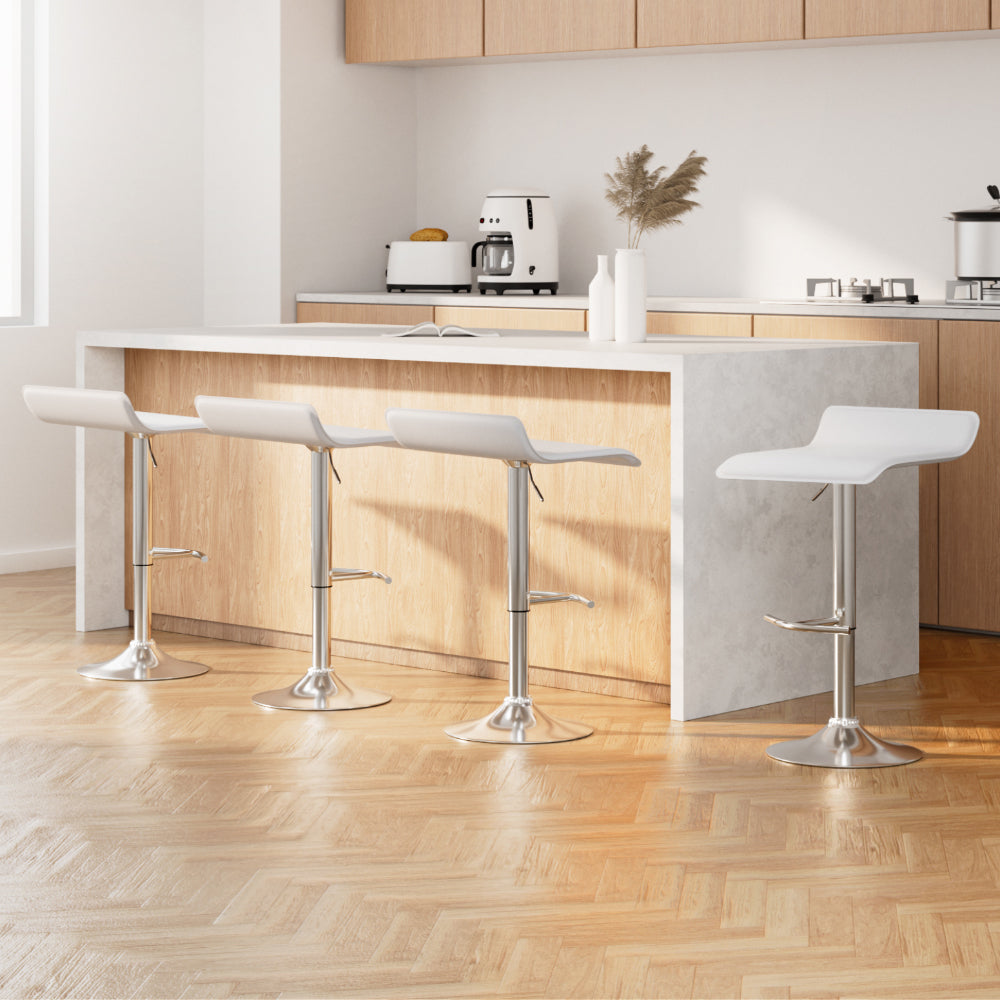 Lily (Set of 4) Wave Bar Stools - White - Homecoze