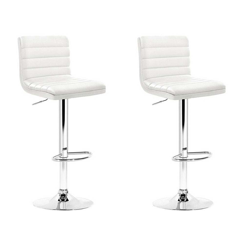 August (Set of 2) PU Leather Bar Stools - White - Homecoze