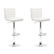 August (Set of 2) PU Leather Bar Stools - White - Homecoze