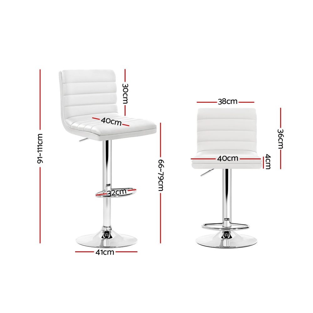 August (Set of 2) PU Leather Bar Stools - White - Homecoze