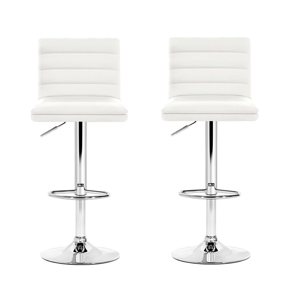 August (Set of 2) PU Leather Bar Stools - White - Homecoze