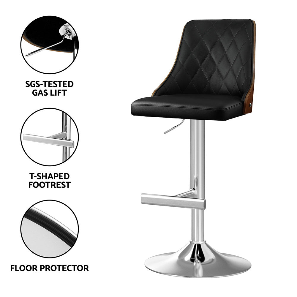 Alaric (Single) PU Leather Bar Stool - Black - Homecoze