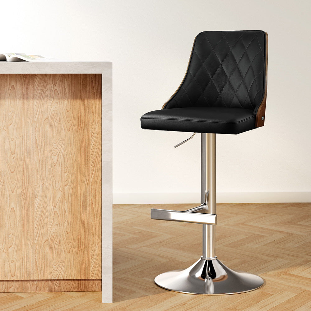 Alaric (Single) PU Leather Bar Stool - Black - Homecoze