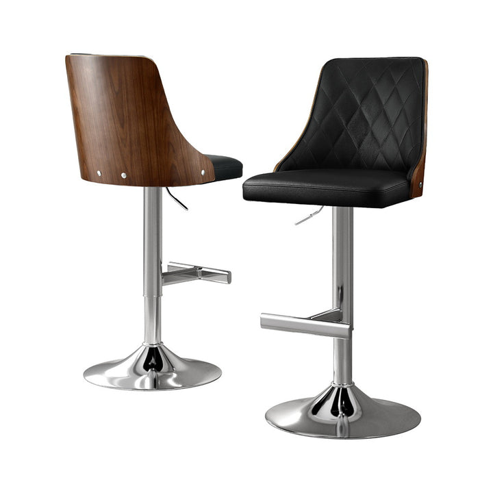 Alaric (Set of 2) PU Leather Bar Stools - Black - Homecoze