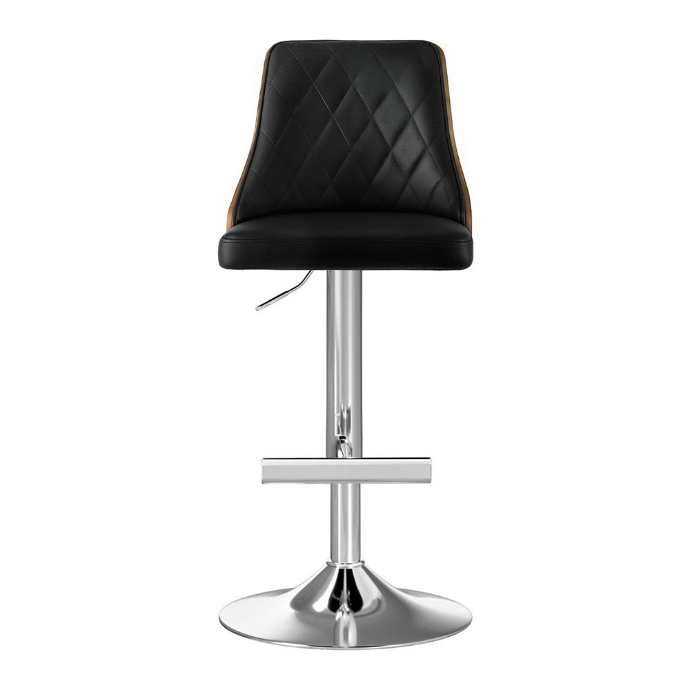 Alaric (Set of 2) PU Leather Bar Stools - Black - Homecoze
