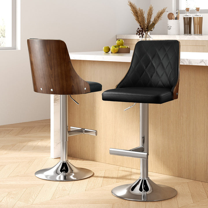 Alaric (Set of 2) PU Leather Bar Stools - Black - Homecoze