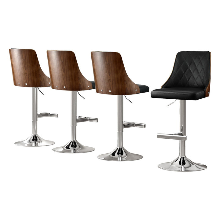Alaric (Set of 4) PU Leather Bar Stools - Black - Homecoze