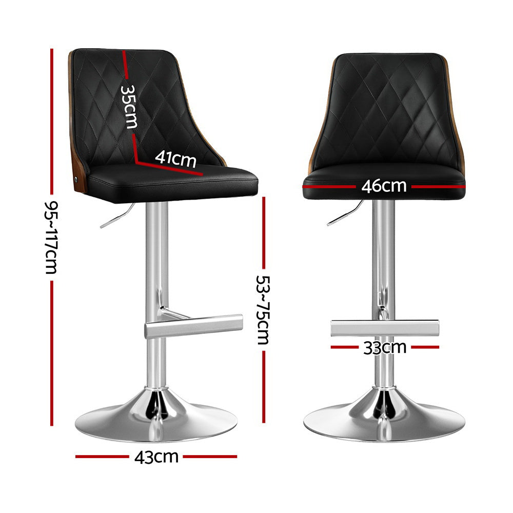 Alaric (Set of 4) PU Leather Bar Stools - Black - Homecoze