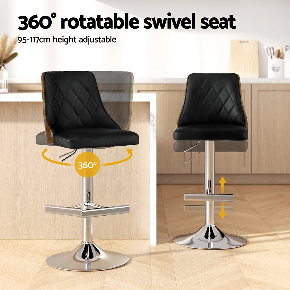 Alaric (Set of 4) PU Leather Bar Stools - Black - Homecoze