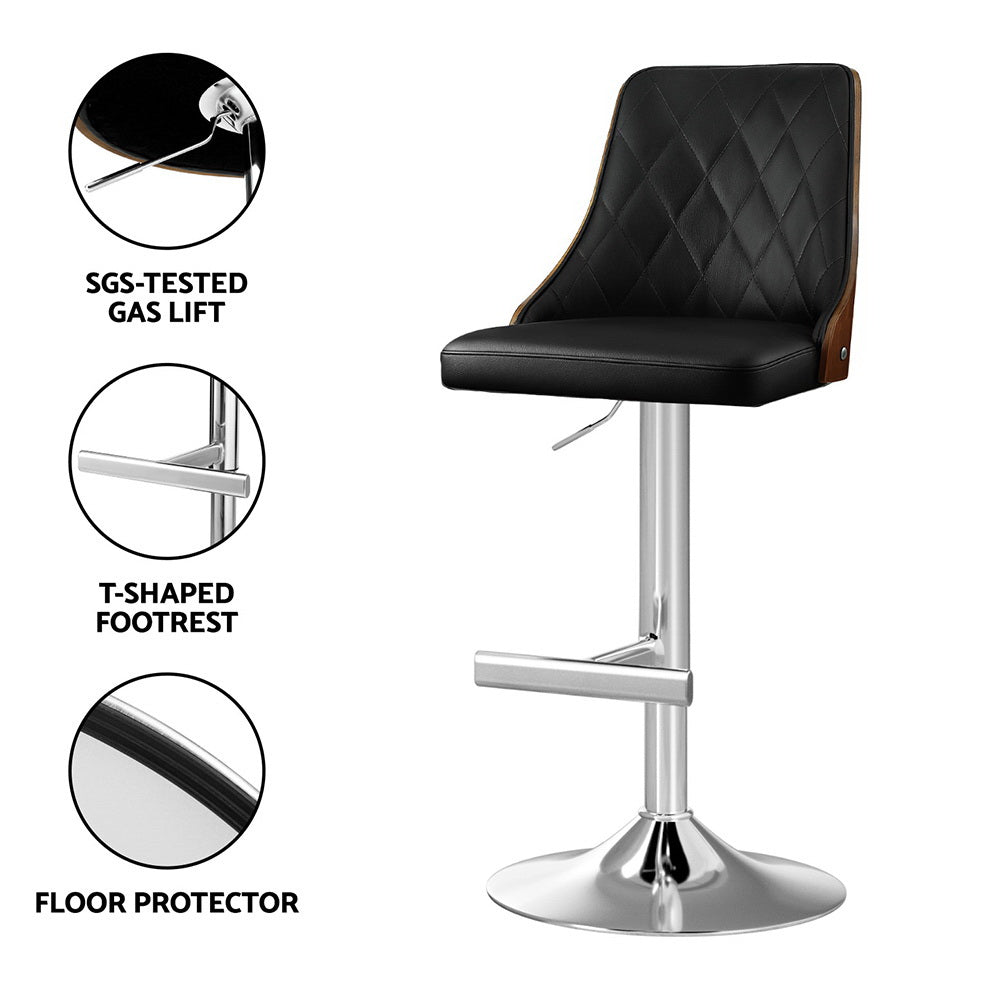 Alaric (Set of 4) PU Leather Bar Stools - Black - Homecoze