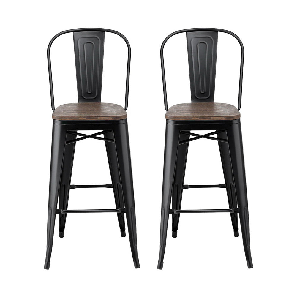 Felix (Set of 2) Bar Stools 76cm - Black - Homecoze