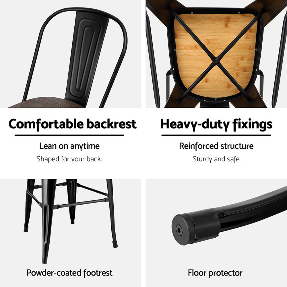 Felix (Set of 2) Bar Stools 76cm - Black - Homecoze