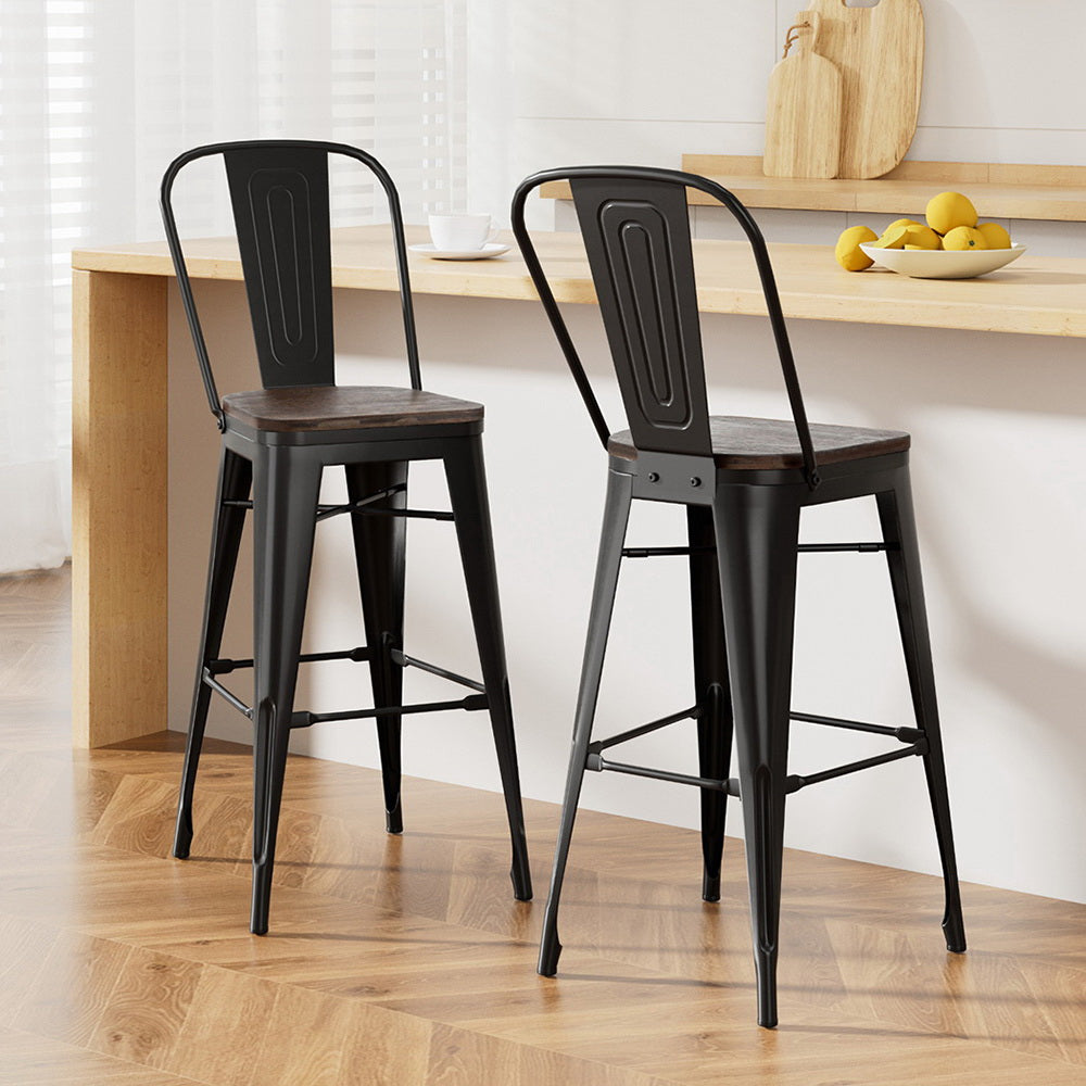 Felix (Set of 2) Bar Stools 76cm - Black - Homecoze