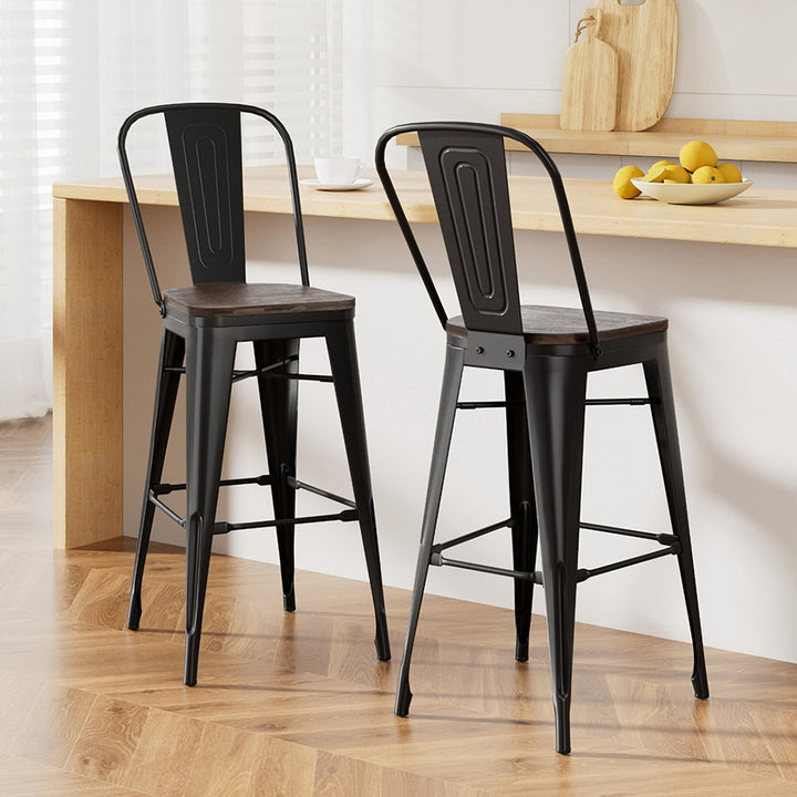 Felix (Set of 2) Bar Stools 76cm - Black - Homecoze