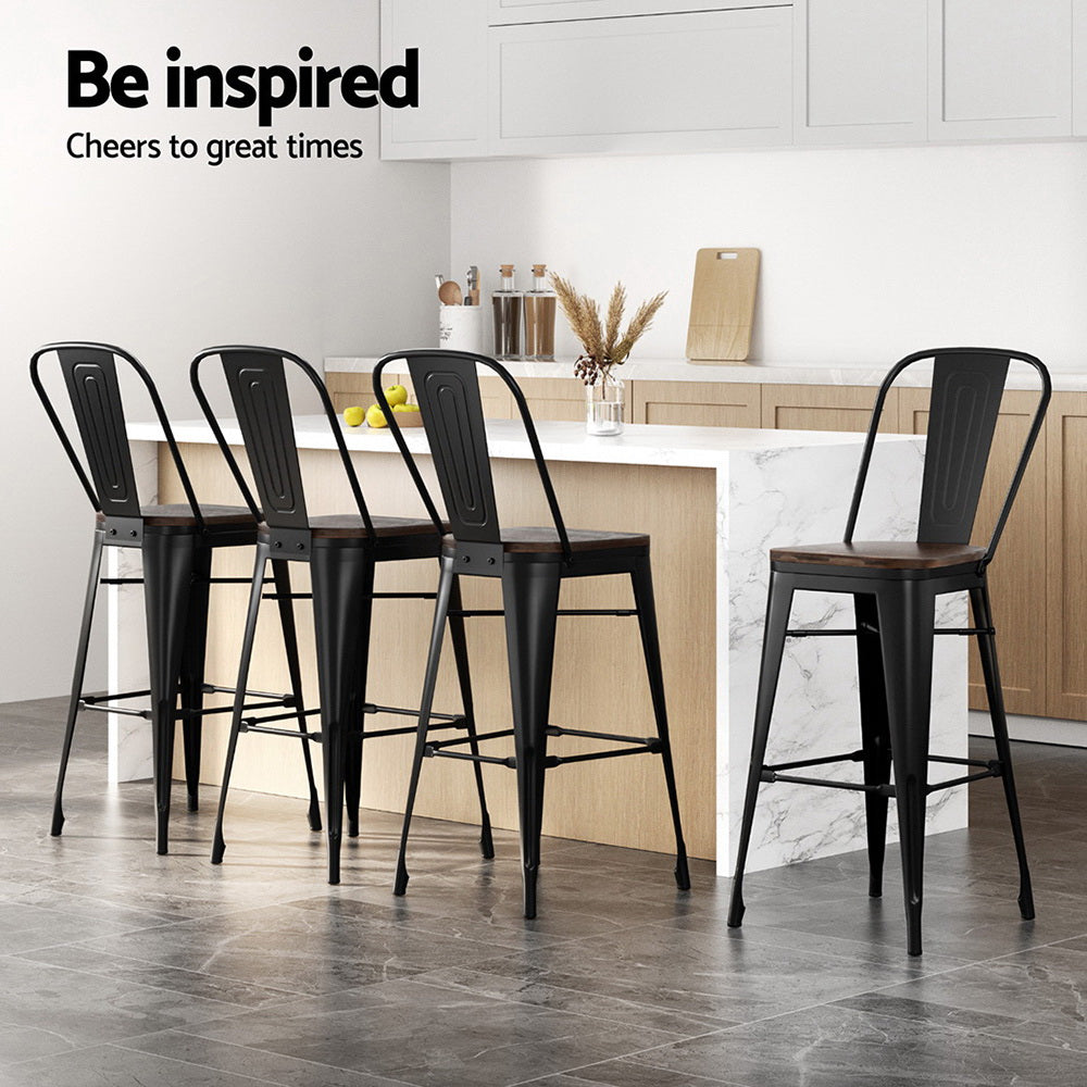 Felix (Set of 4) Bar Stools 76cm - Black - Homecoze