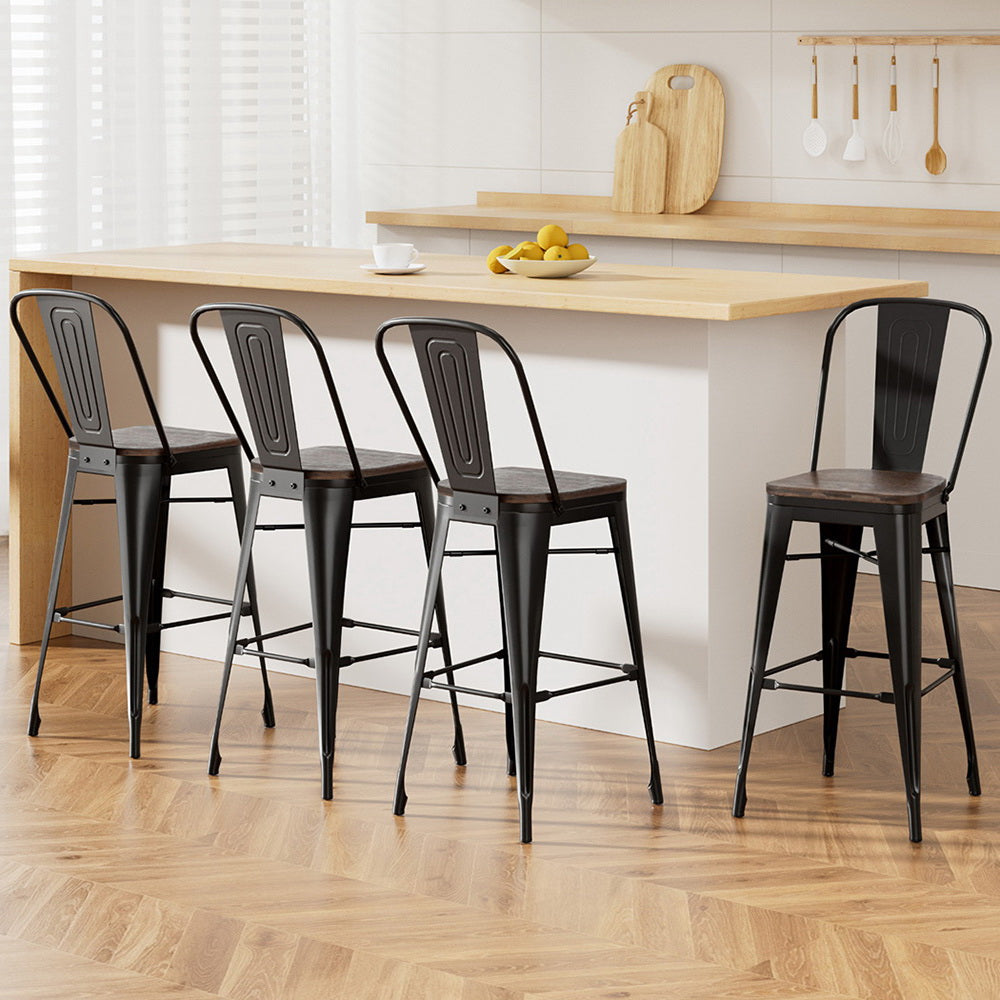 Felix (Set of 4) Bar Stools 76cm - Black - Homecoze