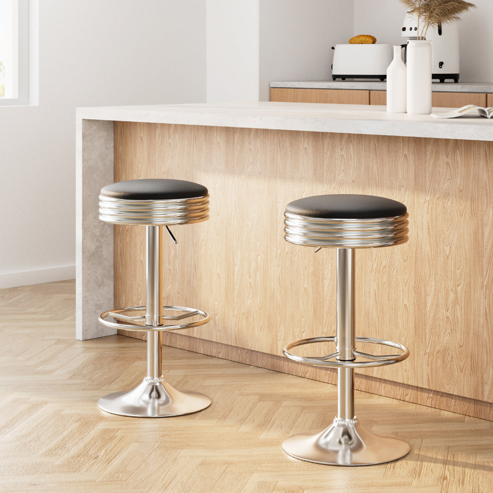 Tatum (Set of 2) Bar Stools - Black & Chrome - Homecoze