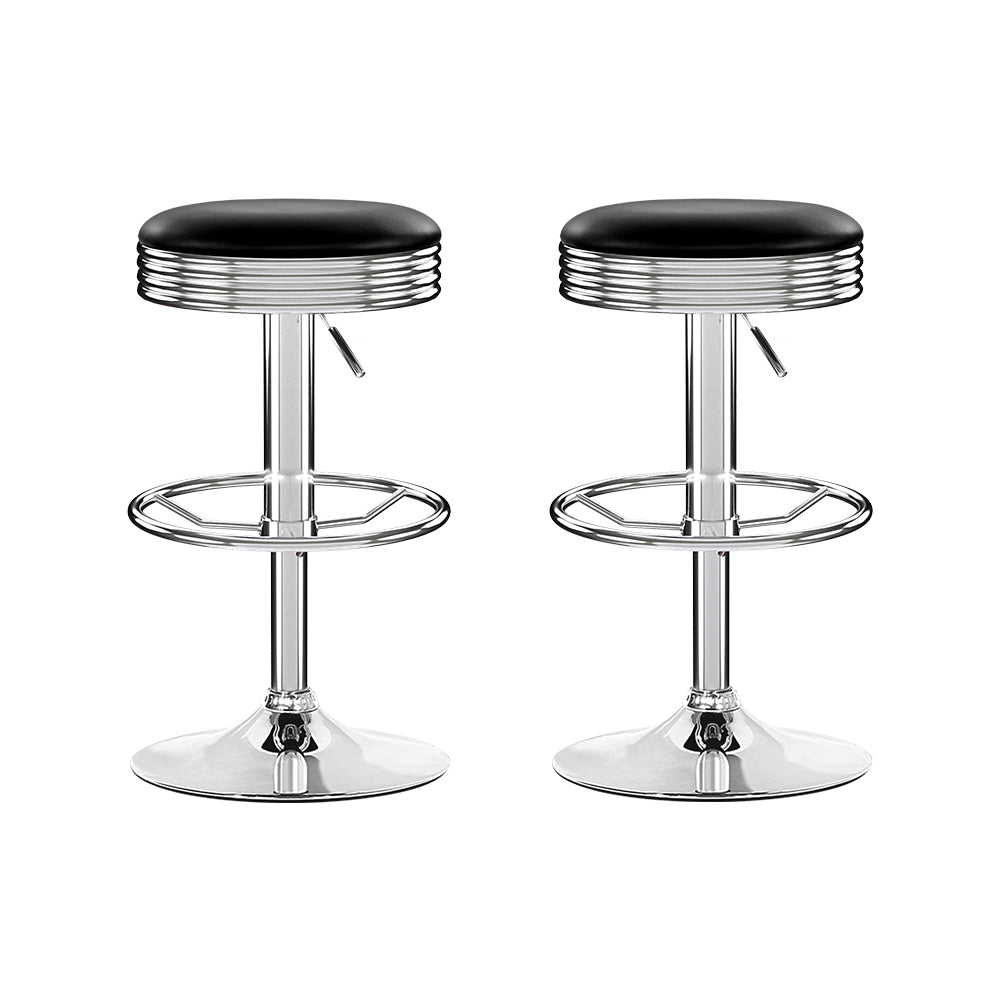 Tatum (Set of 2) Bar Stools - Black & Chrome - Homecoze