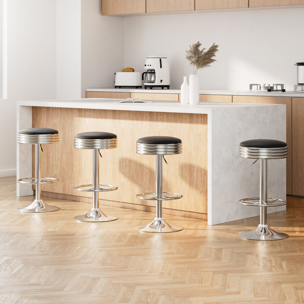 Tatum (Set of 4) Bar Stools - Black & Chrome - Homecoze