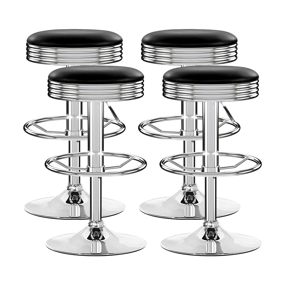 Tatum (Set of 4) Bar Stools - Black & Chrome - Homecoze