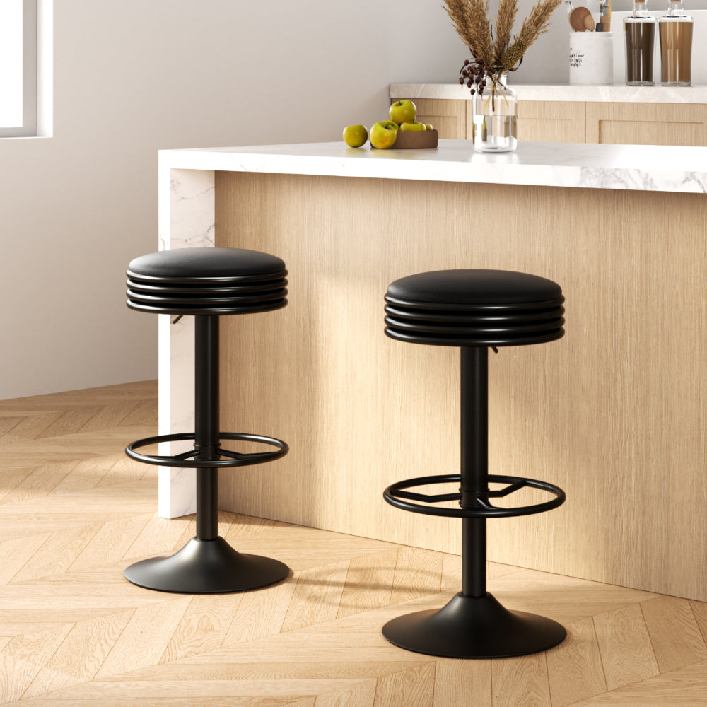 Tatum (Set of 2) Retro Bar Stools - Black - Homecoze