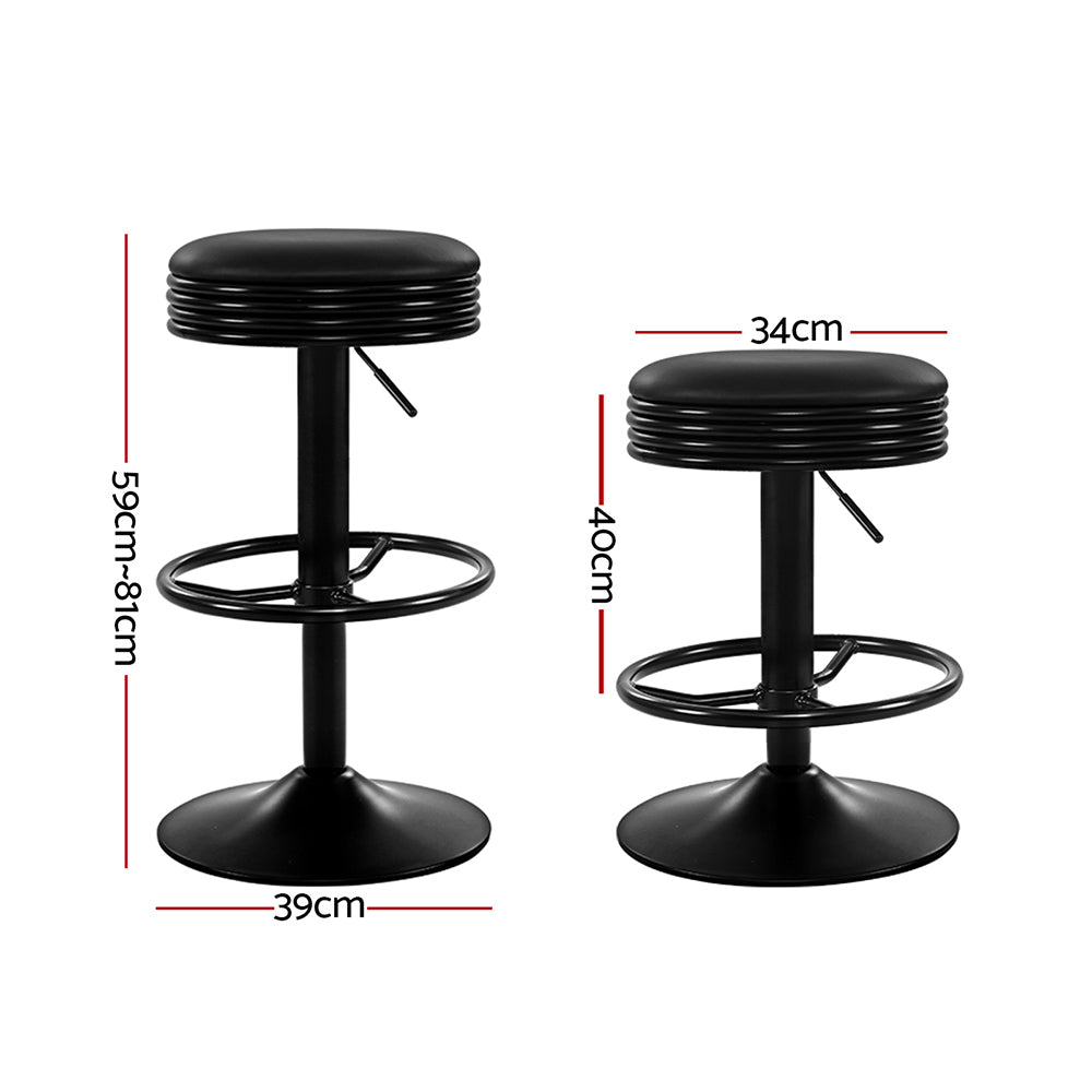 Tatum (Set of 2) Retro Bar Stools - Black - Homecoze