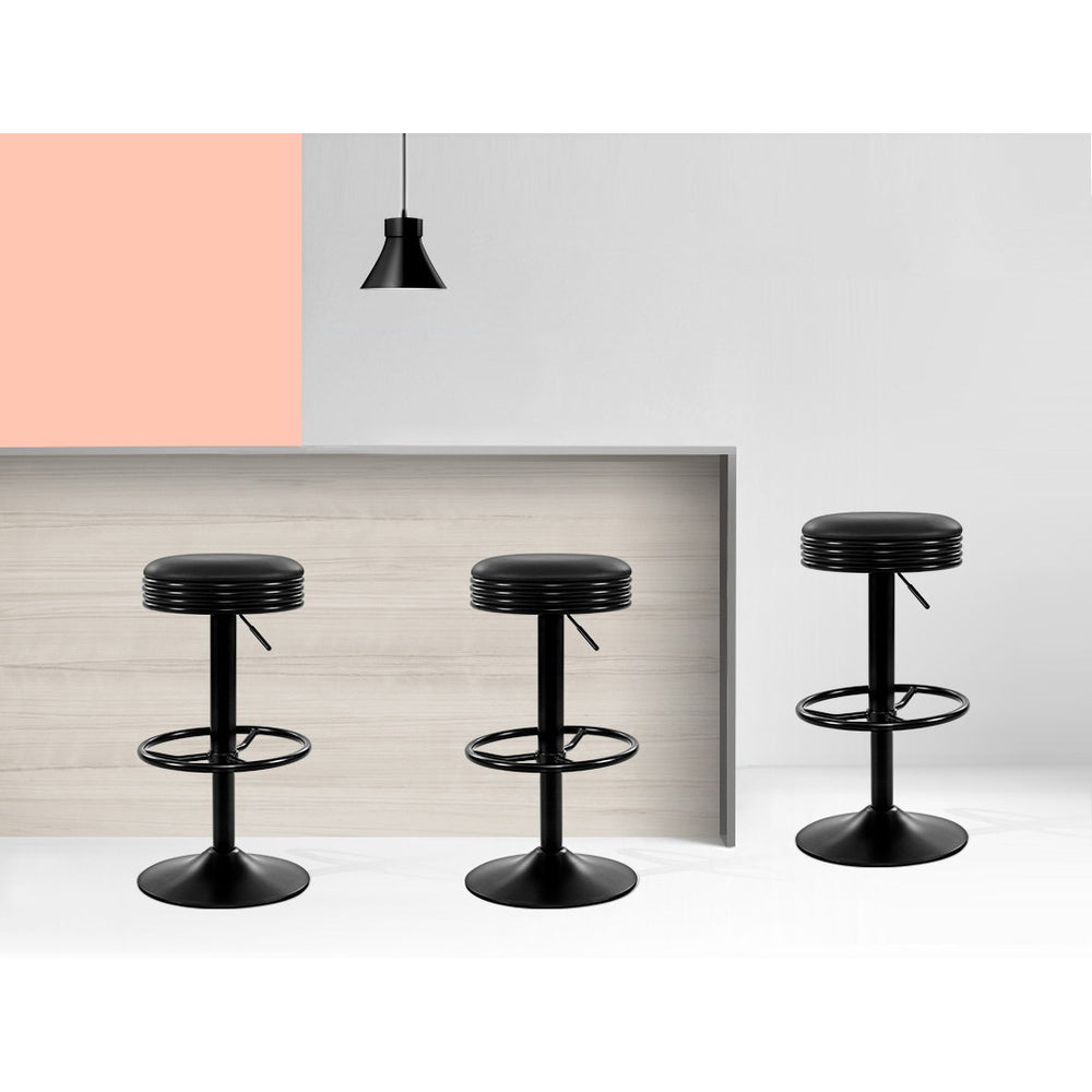 Tatum (Set of 2) Retro Bar Stools - Black - Homecoze