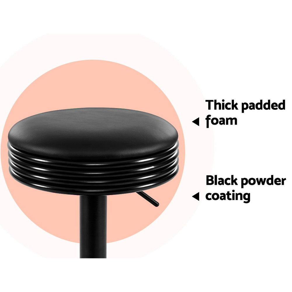 Tatum (Set of 2) Retro Bar Stools - Black - Homecoze