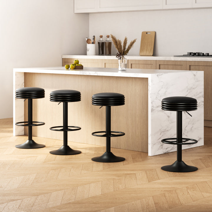Tatum (Set of 4) Retro Bar Stools - Black - Homecoze