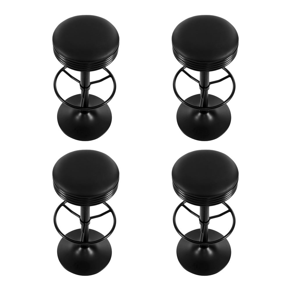 Tatum (Set of 4) Retro Bar Stools - Black - Homecoze