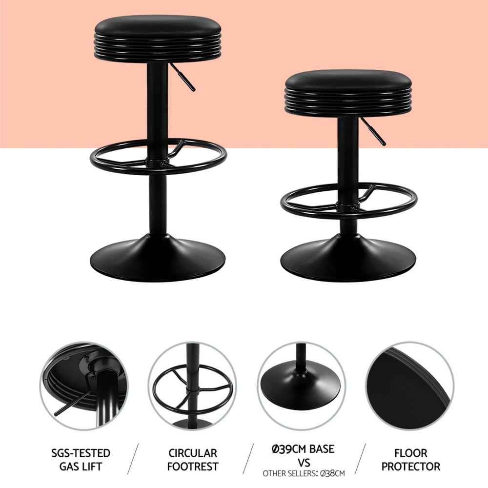 Tatum (Set of 4) Retro Bar Stools - Black - Homecoze
