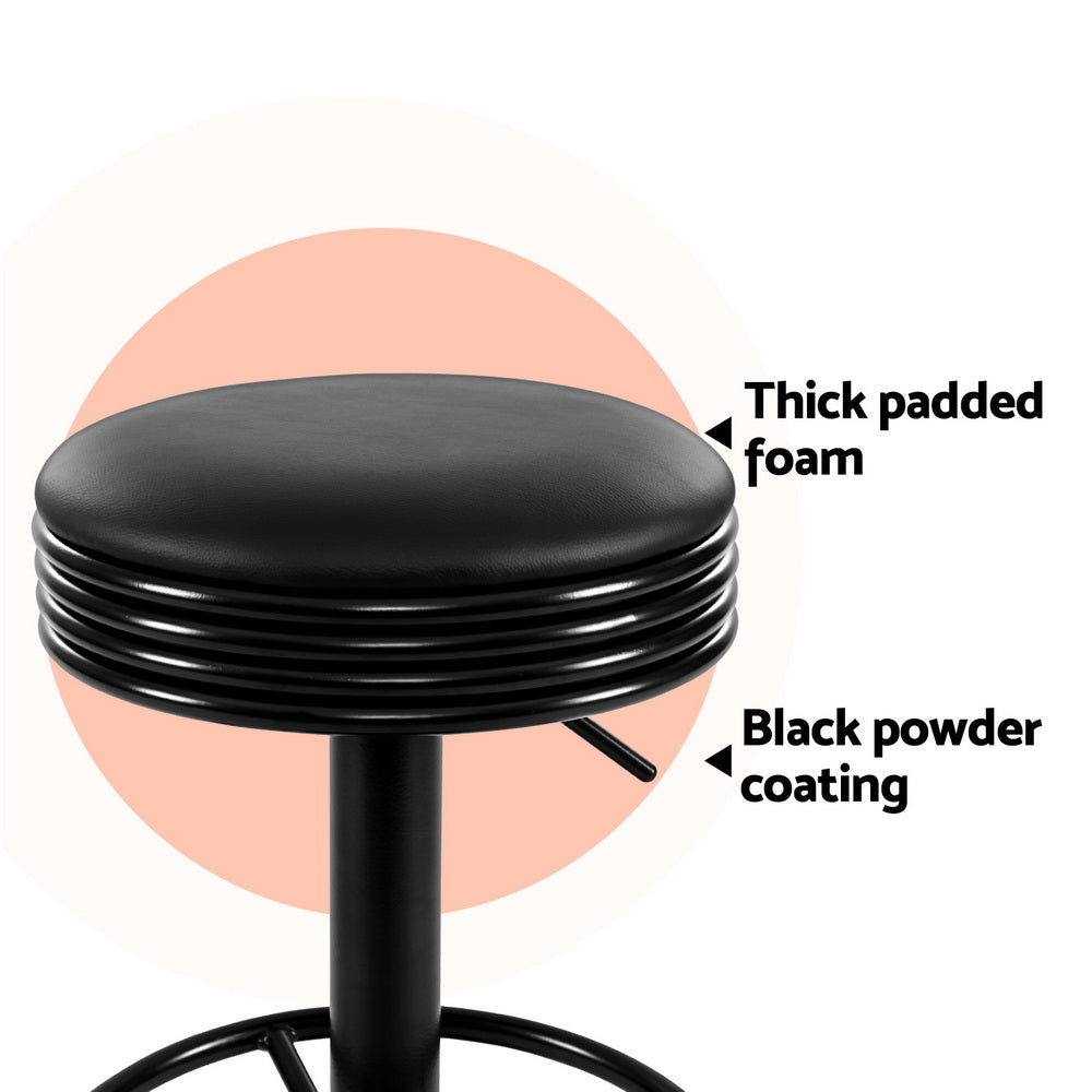 Tatum (Set of 4) Retro Bar Stools - Black - Homecoze