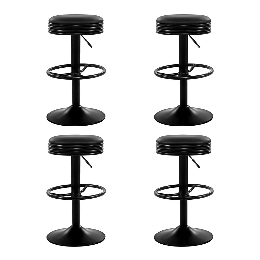 Tatum (Set of 4) Retro Bar Stools - Black - Homecoze