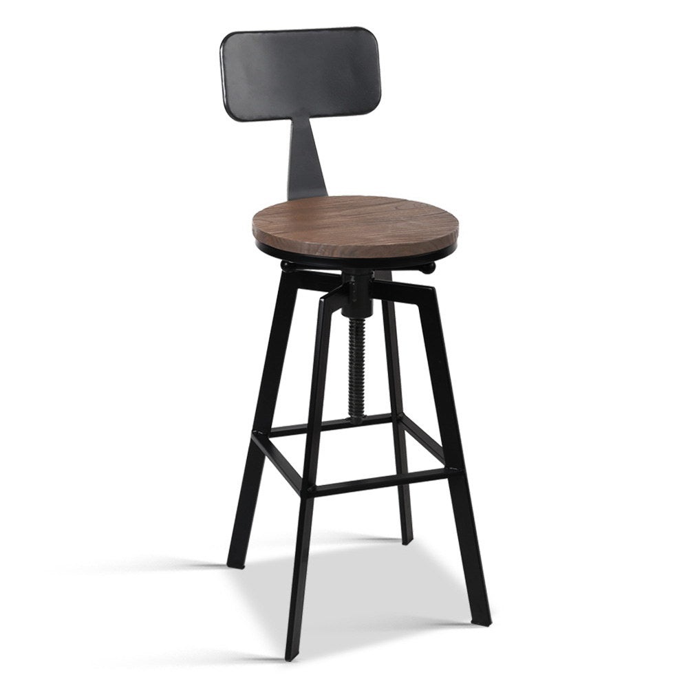 Charlie (Single) Industrial Bar Stool - Black & Wood - Homecoze