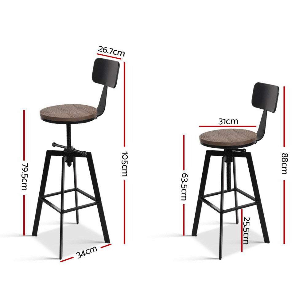 Charlie (Single) Industrial Bar Stool - Black & Wood - Homecoze