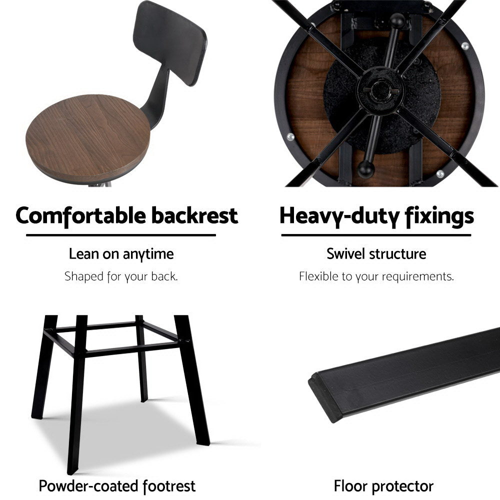 Charlie (Single) Industrial Bar Stool - Black & Wood - Homecoze