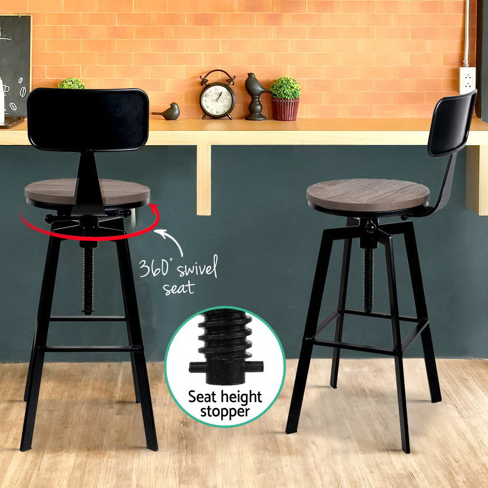 Charlie (Single) Industrial Bar Stool - Black & Wood - Homecoze