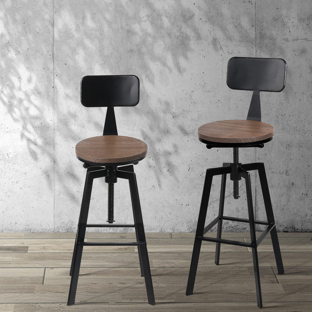 Charlie (Single) Industrial Bar Stool - Black & Wood - Homecoze