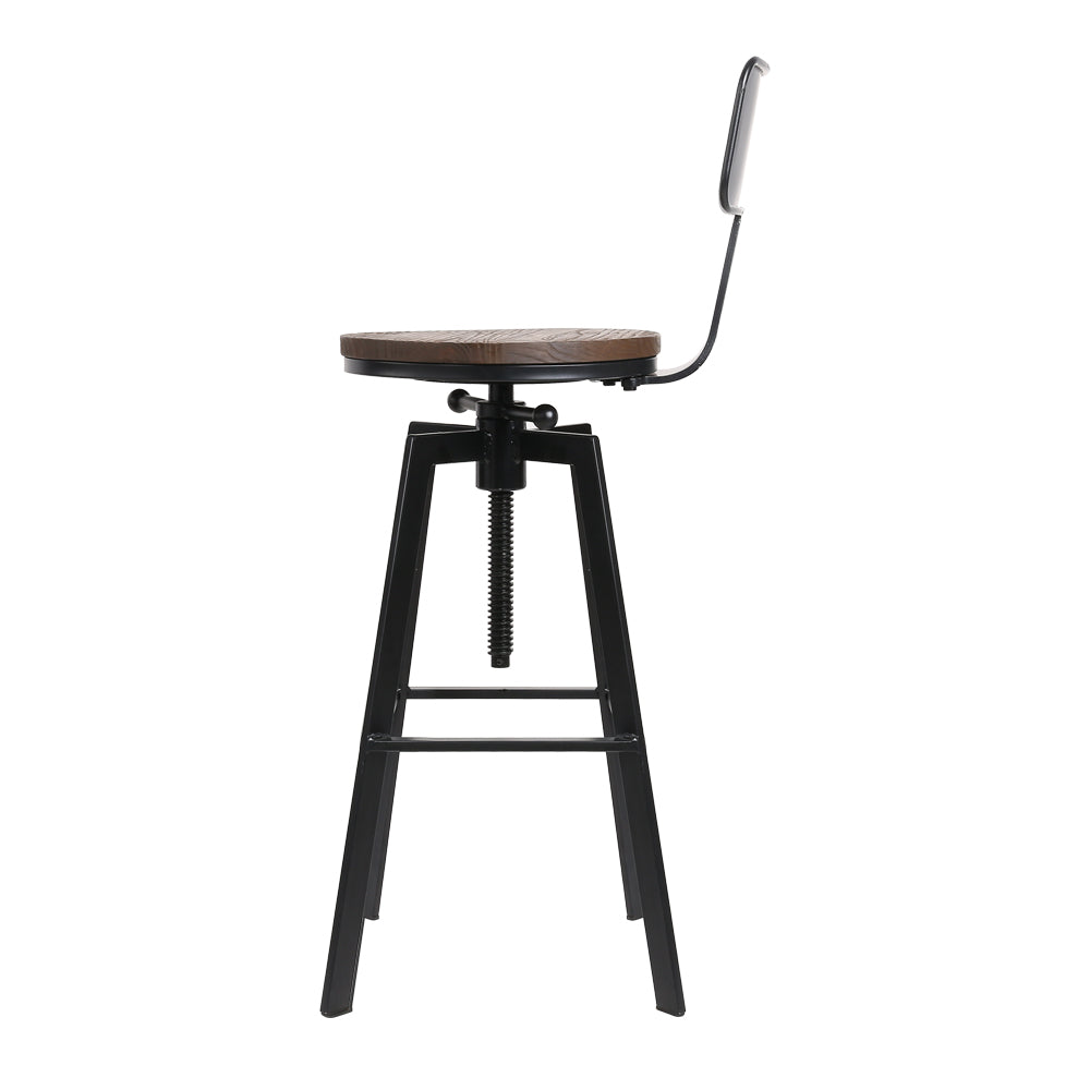 Charlie (Set of 3) Industrial Bar Stools - Black & Wood