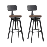 Charlie (Set of 2) Industrial Bar Stools - Black & Wood - Homecoze