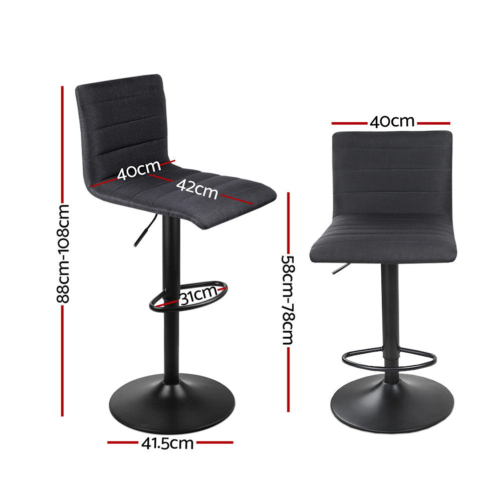Blair (Set of 2) Faux Linen Bar Stools - Black - Homecoze
